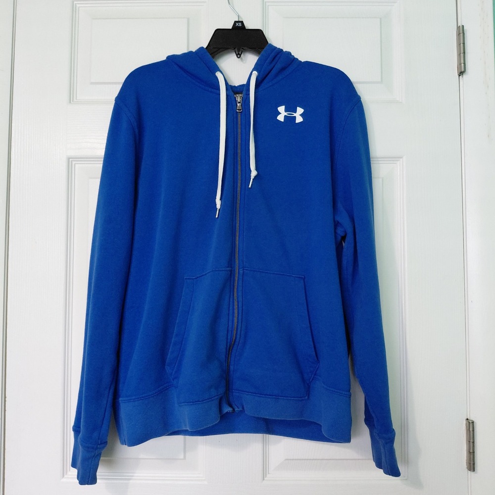 Under Armour Mens XXL Blue Rival Fleece Full Zip Hoodie Logo 1298415 984